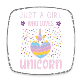 Just a girl who loves unicorn - Viereckiger Kühlschrankmagnet - Weiß - Vorne