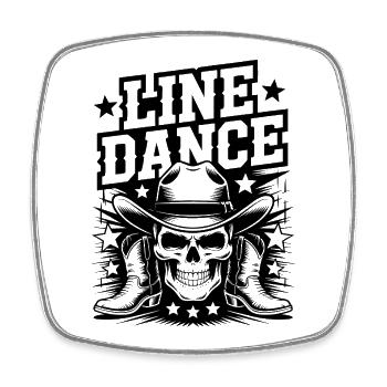 Line Dance – Western Skull Cowboy Tanz - Viereckiger Kühlschrankmagnet - Weiß - Vorne