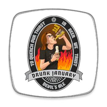 Betrunkener Januar - Viereckiger Kühlschrankmagnet - Weiß - Vorne