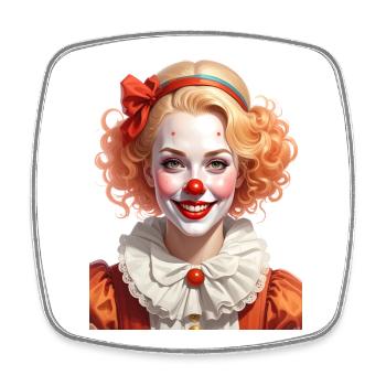 Illustration d’une femme déguisée en clown - Magnet carré - blanc - Devant