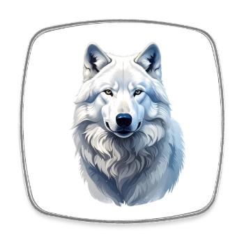 Arctic wolf - Square fridge magnet - white - Front