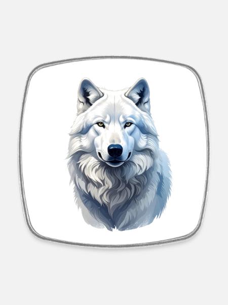 Loup arctique - Magnet carré - blanc