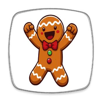Happy Gingerbread Man Christmas Cartoon - Square fridge magnet - white - Front