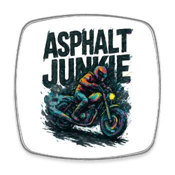 Asphalt Junkie – Motorrad - Viereckiger Kühlschrankmagnet - Weiß - Vorne