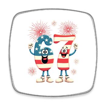 US Flag 67 Memes Six Seven - Square fridge magnet - white - Front