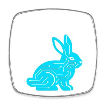 Cyber Rabbit Circuit Board Tech Vector - Square fridge magnet - white - Front
