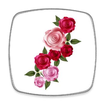 Bright Rose Garland of Red and Pink Roses - Square fridge magnet - white - Front