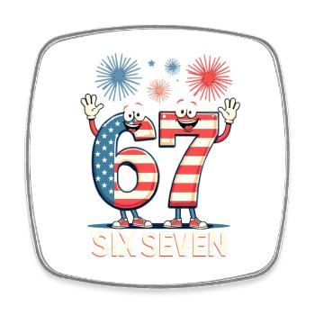 US Flag 67 Memes Six Seven - Viereckiger Kühlschrankmagnet - Weiß - Vorne
