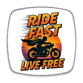Ride Fast Live Free - Viereckiger Kühlschrankmagnet - Weiß - Vorne