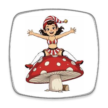 Leprechaun girl on mushroom - Square fridge magnet - white - Front