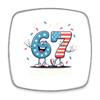 US Flag 67 Memes Six Seven - Square fridge magnet - white - Front