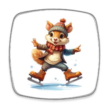 Ein Eichhörnchen fährt Schlittschuh - Square fridge magnet - white - Front