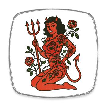 Rosebound Devil Maiden Tattoo - Square fridge magnet - white - Front