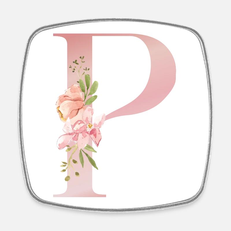 P Fleuri Pastel - Magnet carré - blanc