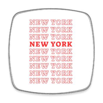 New York Raster-Typografie - Viereckiger Kühlschrankmagnet - Weiß - Vorne