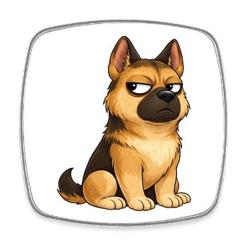 Cool Dog German Shepherd Skeptical - Square fridge magnet - white - Front