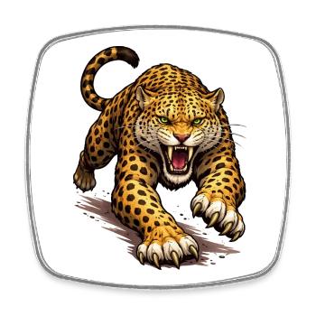 Leopard Animal Comic - Viereckiger Kühlschrankmagnet - Weiß - Vorne