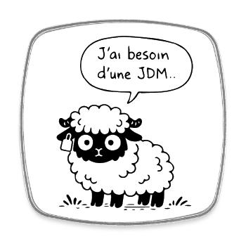 JDM Sheep - Square fridge magnet - white - Front