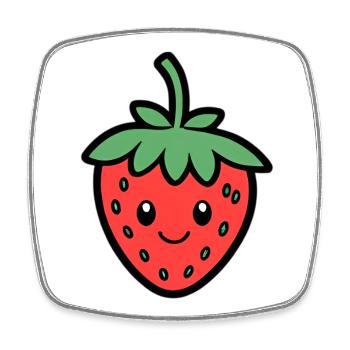 Kawaii Strawberry Smile Design - Square fridge magnet - white - Front