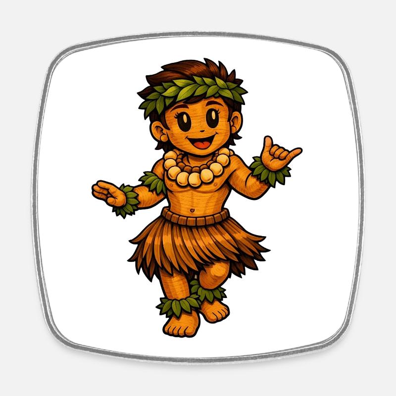 Danseuse de hula style hawaïen - Magnet carré - blanc