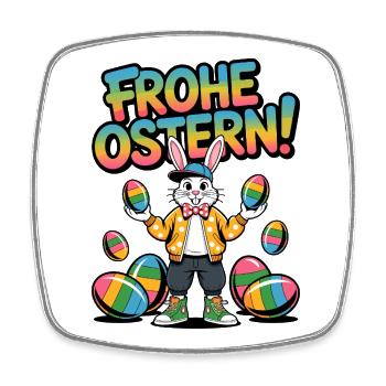 Fröhliche Ostern Bunny Farben - Viereckiger Kühlschrankmagnet - Weiß - Vorne