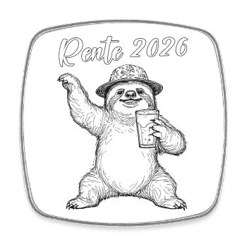 Sloth 2026 Sloth Retiree Lazy Colleague - Square fridge magnet - white - Front