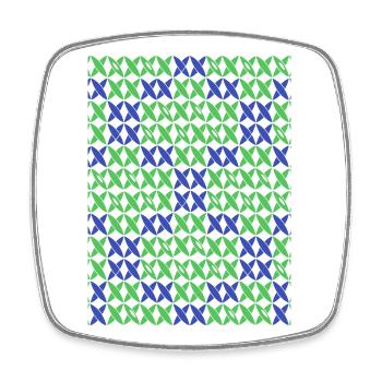 Checkered pattern green-blue - Square fridge magnet - white - Front