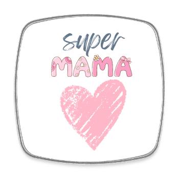 Mama - Super Mama - Viereckiger Kühlschrankmagnet - Weiß - Vorne