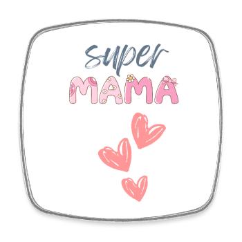 Mama - Super Mama - Viereckiger Kühlschrankmagnet - Weiß - Vorne