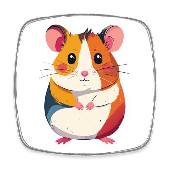 cute little colorful hamster patchwork motif - Square fridge magnet - white - Front