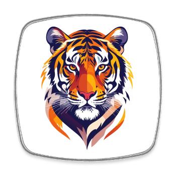Colorful tiger head print, proud tiger graphic - Square fridge magnet - white - Front