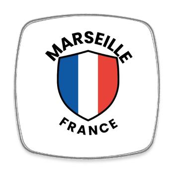 Marseille Flag Shield - Square fridge magnet - white - Front