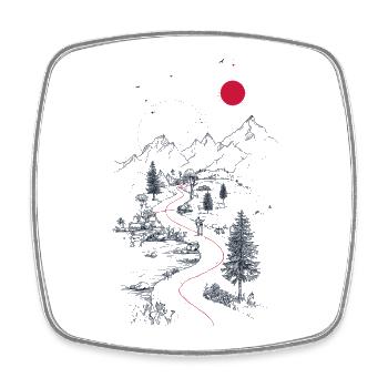 Roter Pfad durch Berglandschaft - Viereckiger Kühlschrankmagnet - Weiß - Vorne