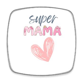 Super Mama - Heart Design - Magnet carré - blanc - Devant
