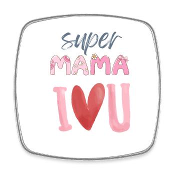 Super Mama - Heart Design - Magnet carré - blanc - Devant