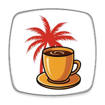 Tropischer Kaffee Palmenstil - Viereckiger Kühlschrankmagnet - Weiß - Vorne