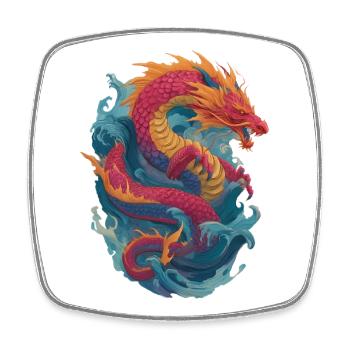 Drache - Viereckiger Kühlschrankmagnet - Weiß - Vorne