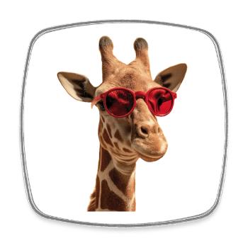 Giraffe Sunglasses - Square fridge magnet - white - Front