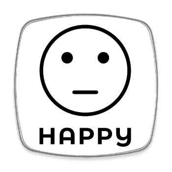 "HAPPY" Neutral Face - Square fridge magnet - white - Front
