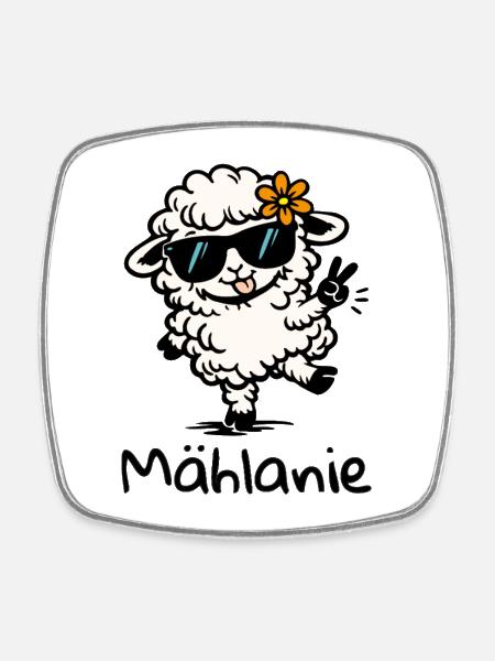 Mählanie Lustiges Schaf Wortspiel Melanie Name - Viereckiger Kühlschrankmagnet - Weiß
