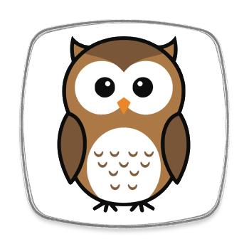 Cute Curious Owl Minimalist Style - Square fridge magnet - white - Front