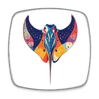 Bunter Manta Rochen Illustration Meerestiere Motiv - Viereckiger Kühlschrankmagnet - Weiß - Vorne