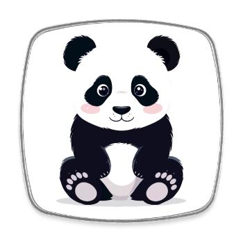 Sitzender Kuschelpanda kleiner süßer Pandabär - Viereckiger Kühlschrankmagnet - Weiß - Vorne