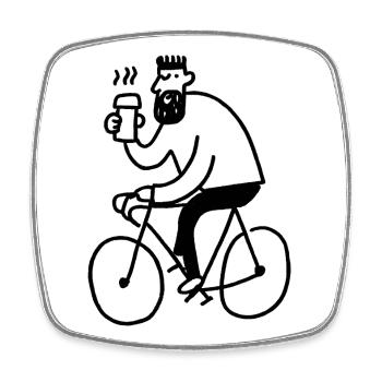 Hipster Biker - Square fridge magnet - white - Front