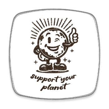 Support Your Planet Motiv - Viereckiger Kühlschrankmagnet - Weiß - Vorne