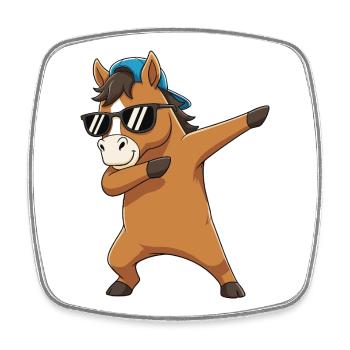 Cool Dabbing Horse Sunglasses Cartoon-Kunst - Viereckiger Kühlschrankmagnet - Weiß - Vorne