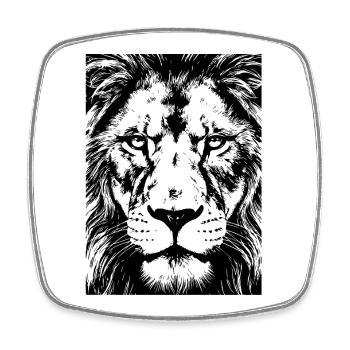 Lion Gaze Intense Power - Square fridge magnet - white - Front