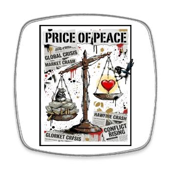 Price Of Peace Street Art - Viereckiger Kühlschrankmagnet - Weiß - Vorne