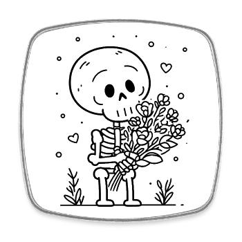 Valentine Skeleton - Square fridge magnet - white - Front