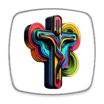 Vibrant Rainbow Cross Pop Art - Square fridge magnet - white - Front